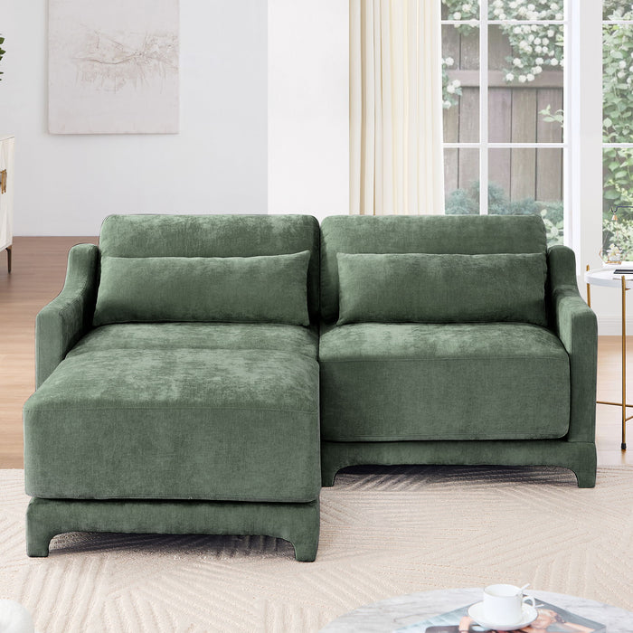 Stylish Sofa With Ottoman And Lumbar Pillows, Ergonomic Design