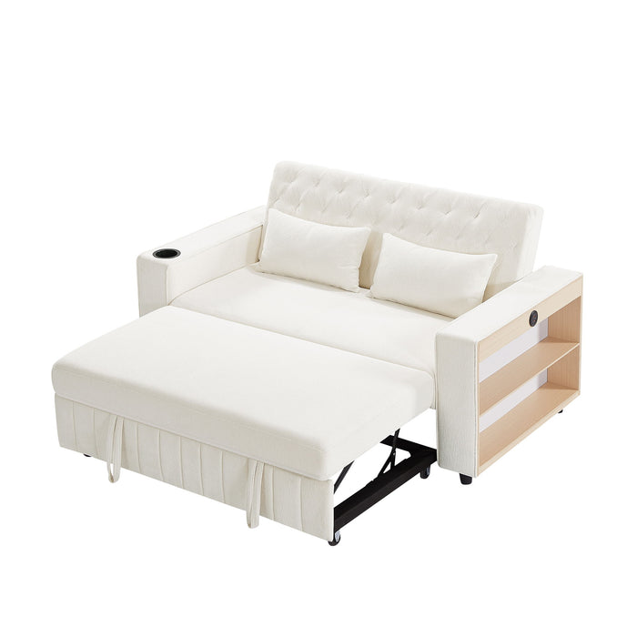 Pull-Out Sofa Bed Convertible Couch With Adjustable Backrest For Living Room
