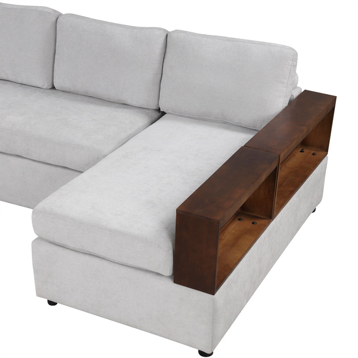 Sectional Sofa Upholstered Sofa Couch With Reversible Armrests For Living Room