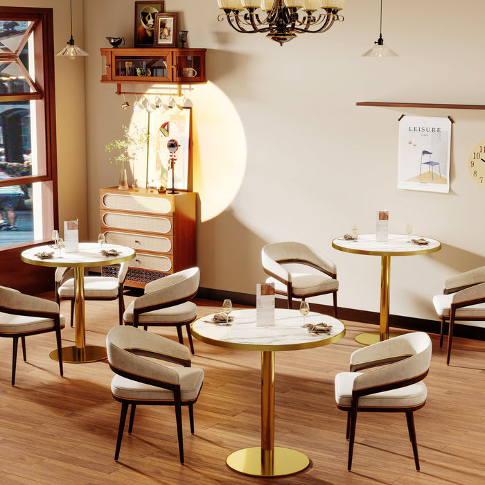 Round Bistro Table - Gold / White