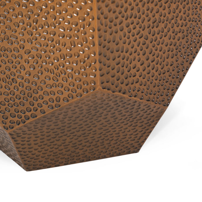 Modern Hammered Iron Geometric End Table