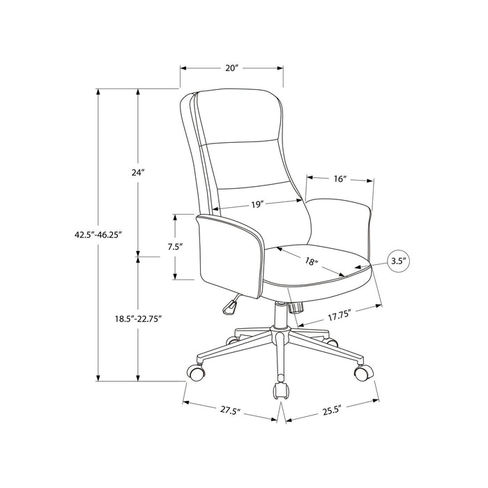 Office Chair With Adjustable Height, Ergonomic Design - Black