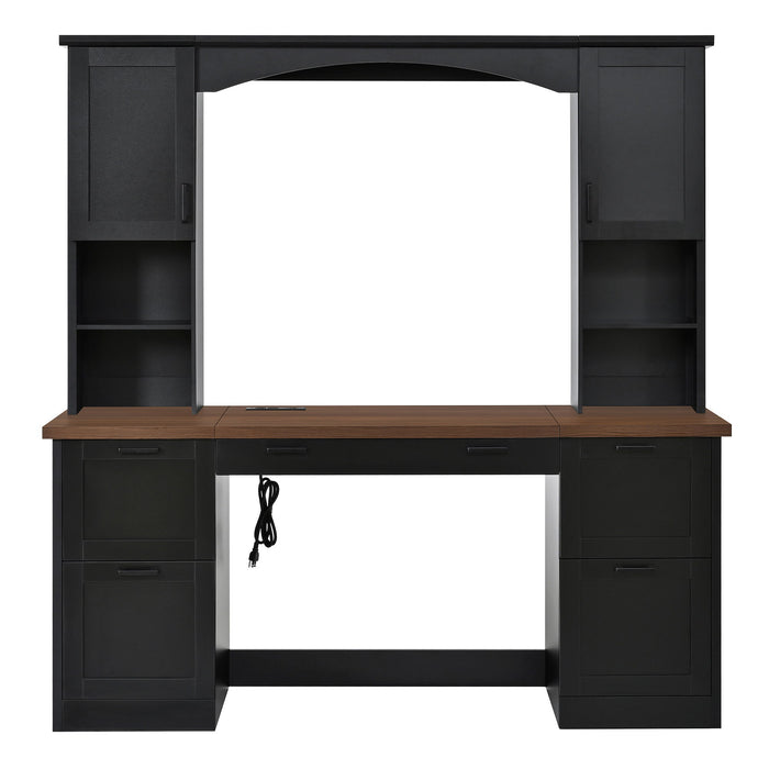 Farmhouse Computer Desk With Hutch