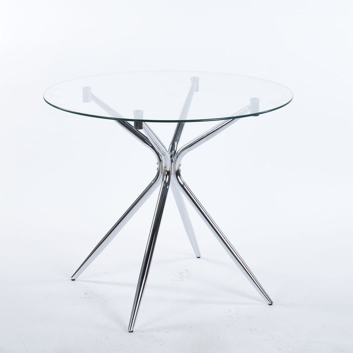 Compact Dining Table With Glass Top - Chrome