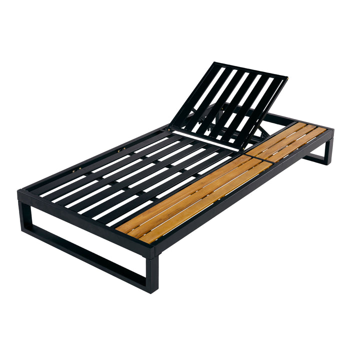 Chaise Lounge Set, 5 Position Adjustable, Flat Side Surface Storage