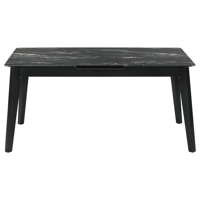 Bellingham - Dining Table With Self Storing Extension Leaf - Black Marble-Look Sintered Stone
