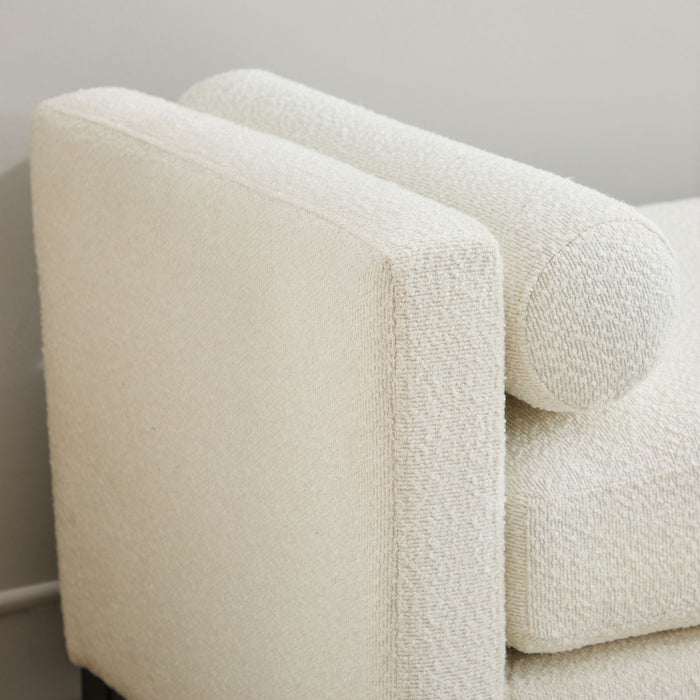 Upholstered End Of Bed Bench With Arms, 2 Bolsters For Bedroom - Ivory