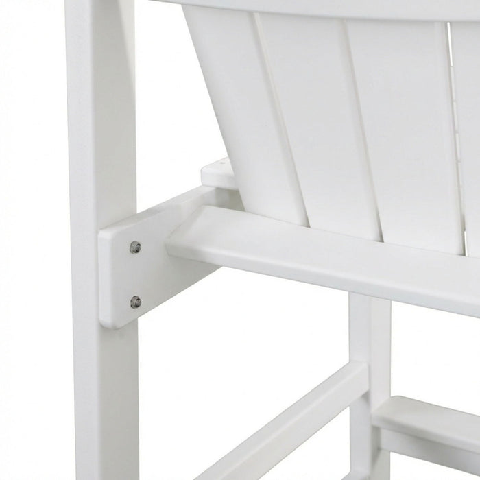 Outdoor Bar Height Adirondack Patio Chair With Cup Holder And Armrests All Weather UV Resistant - White