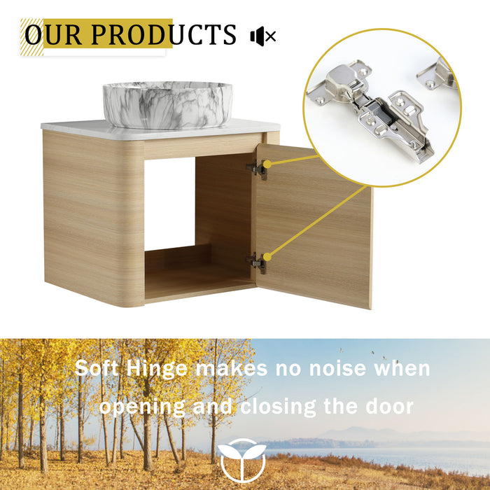 Mounted Bathroom Vanity & Art Sink & 2 Soft Close Doors