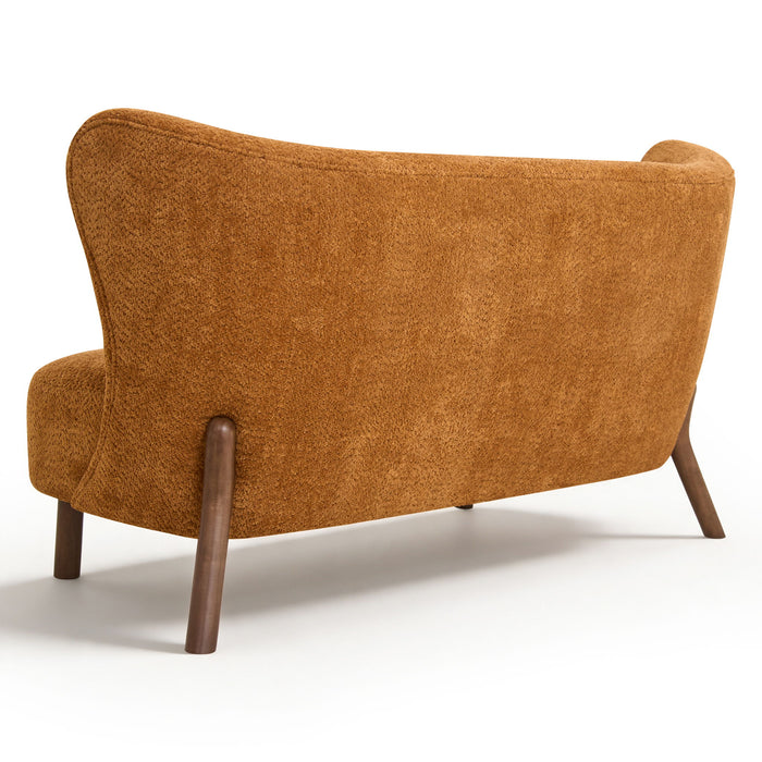Chair Laid Back Loveseats, Curved Backrest With No Armrests - Caramel