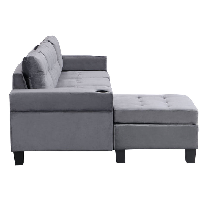 Modern Sectional Sofa Set With L Shape Chaise Lounge And Storage