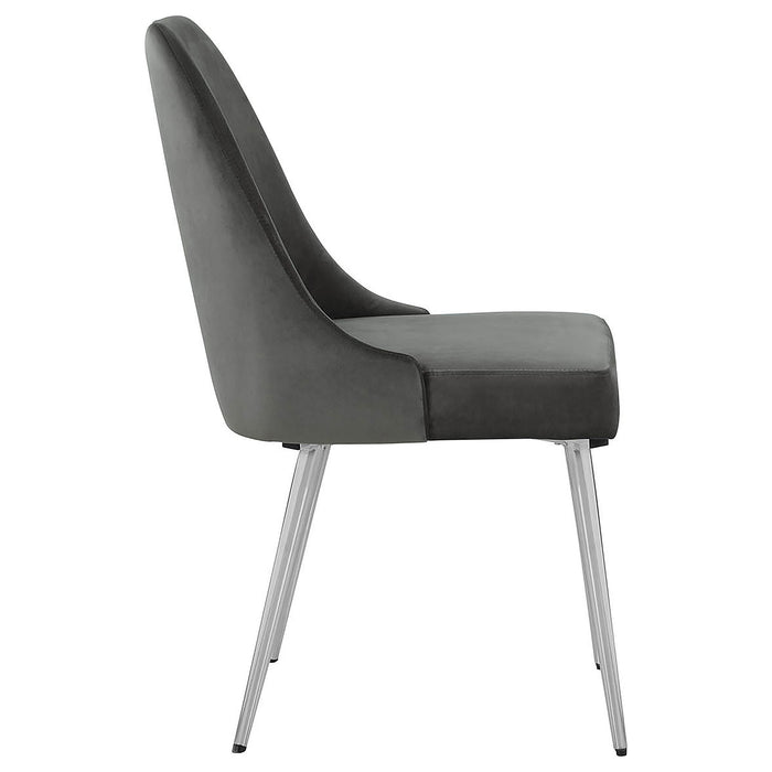 Padded Side Chair Of 2) With Upholstered Seat And Polished - Gray