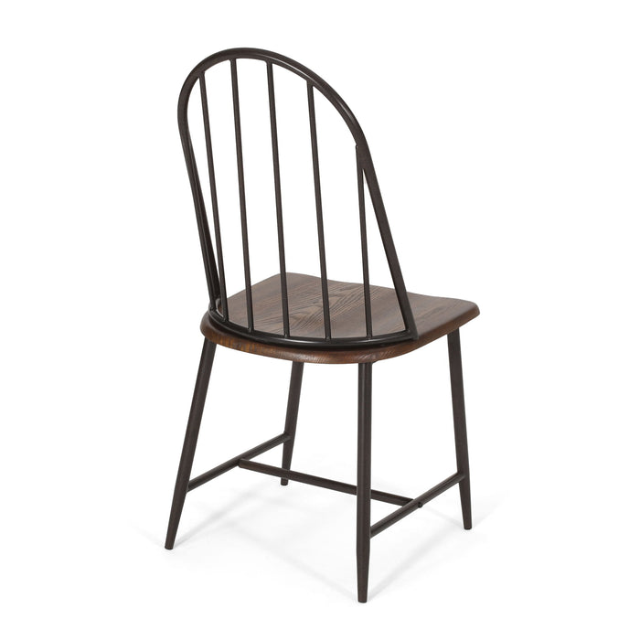Rustic Farmhouse Style Dining Chair With Spindle Backrest - Dark Brown