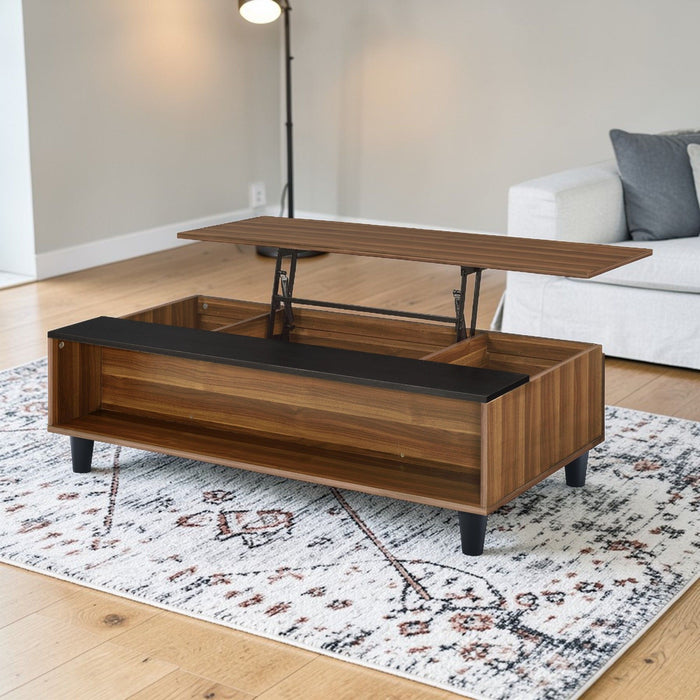 Avala - Coffee Table With Lift Top - Walnut / Black