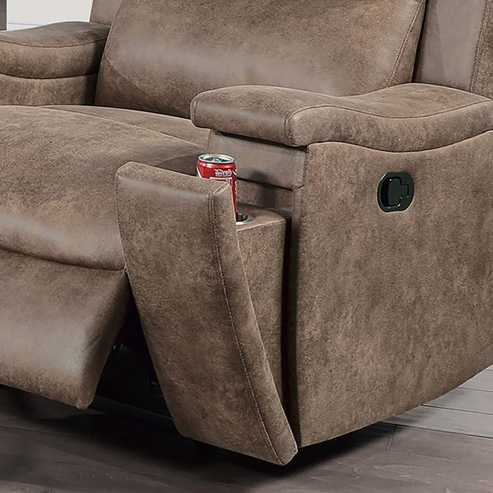 Manual Recliner With Hidden Cup Holder, Padded Seat And Backrest - Auburn