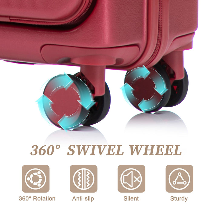 Luggage Set With Cosmetic Case, Combination Lock, Front Opening Design