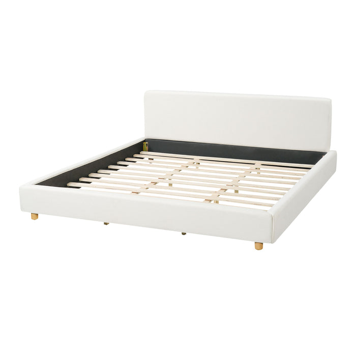Upholstered Platform Bed Frame With Thick Headboard