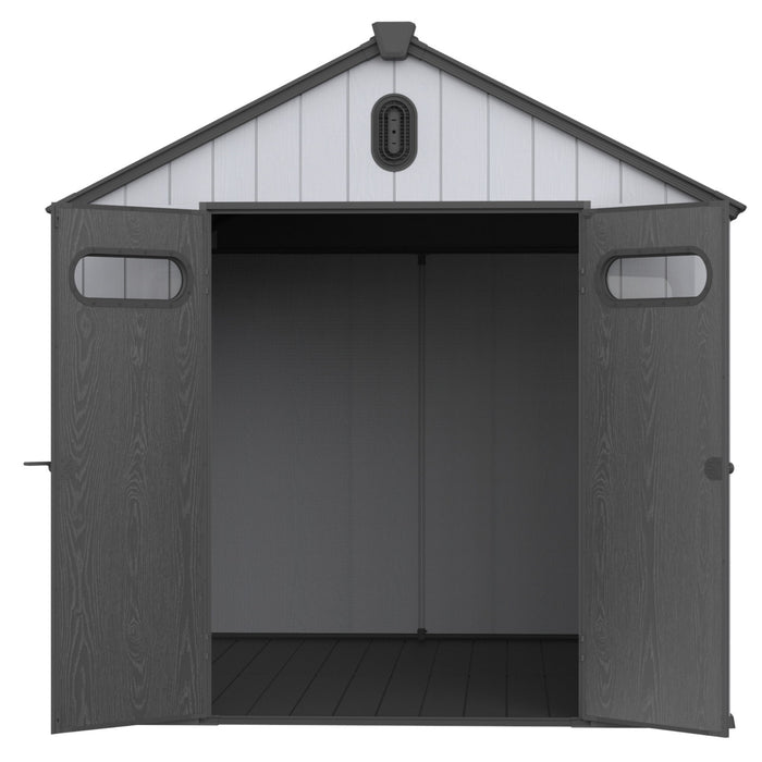 Resin Plastic Storage Shed For Backyard Garden With Spire Tool Storage