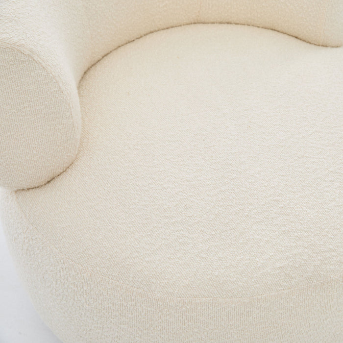 Swivel Accent Chair With Curved Backrest For Home Decor - Beige