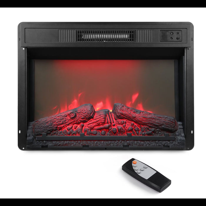 Electric Fireplace Insert Heater With Multicolor Flames, Remote Control - Black