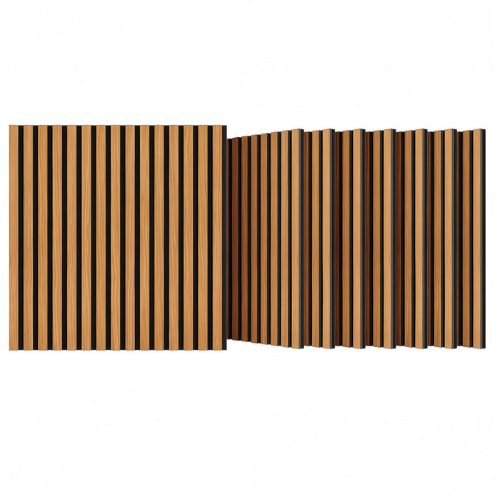 3D Groove Acoustic Panels & Strip Boards, Sound Absorbing Wall & Ceiling Panels (Set of 8) - Walnut