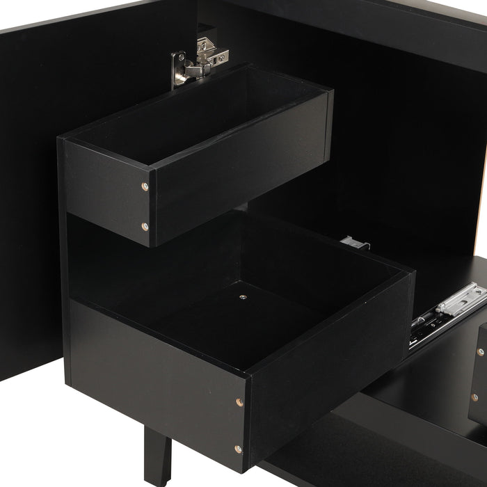 36" Bathroom Vanity With Sink, Frame Cabinet With Doors And Drawers - Black