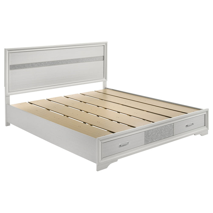 California King Storage Platform Bed With 2 Drawer - White