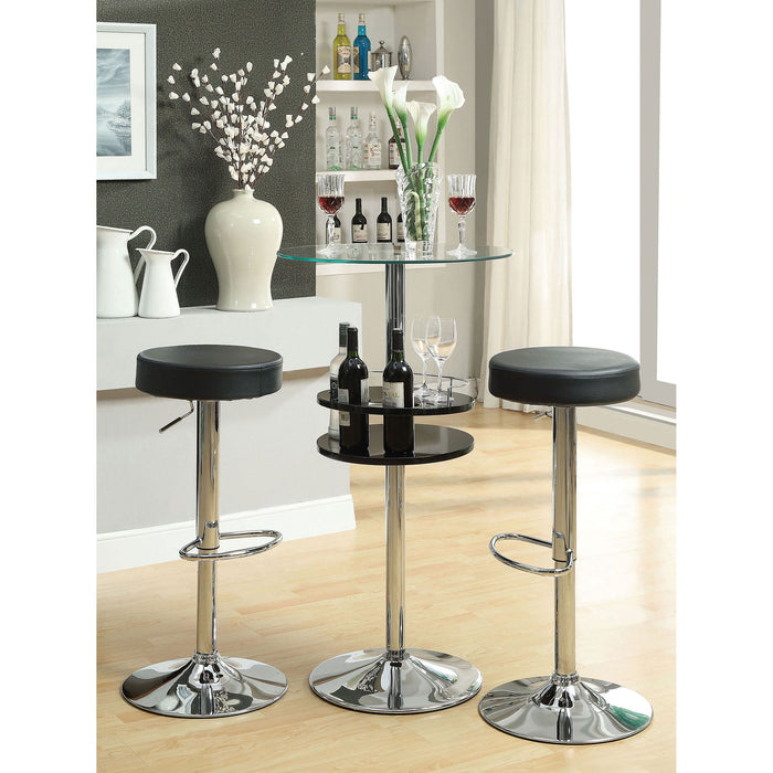 Adjustable Hydraulic Bar Stool With Base And Padded Seat - Black / Silver
