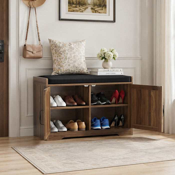 Entryway Shoe Bench With Double Doors