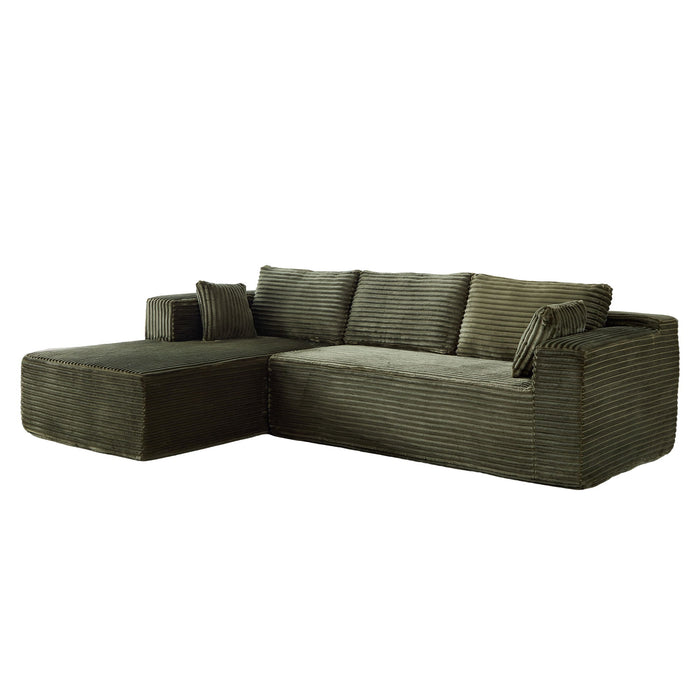 Compression Sectional Couch With Comfy Chaise, Boneless L Shape Sofa With Deep Seat