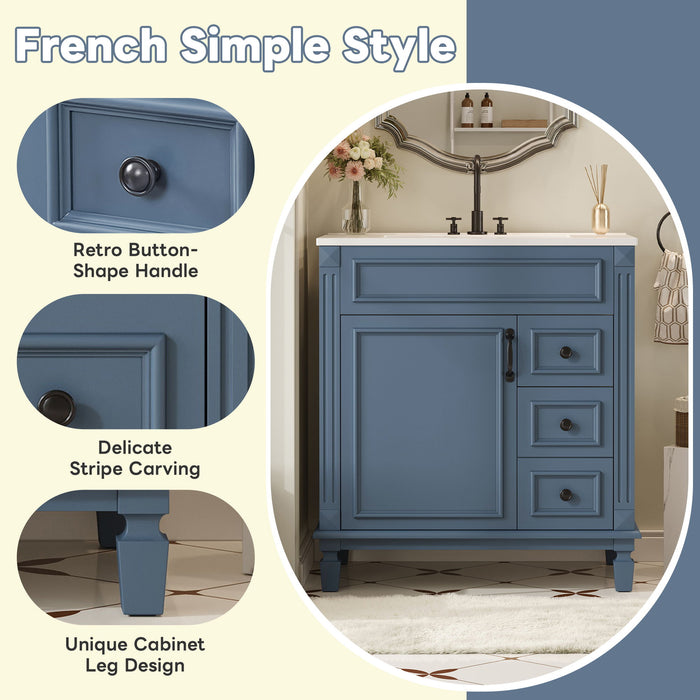 Bathroom Vanity With Sink, Cabinet With 2 Drawers And Adjustable Shelf