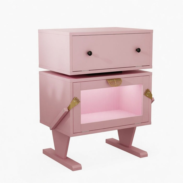 Robot LED Nightstand With 360° Rotating Drawer