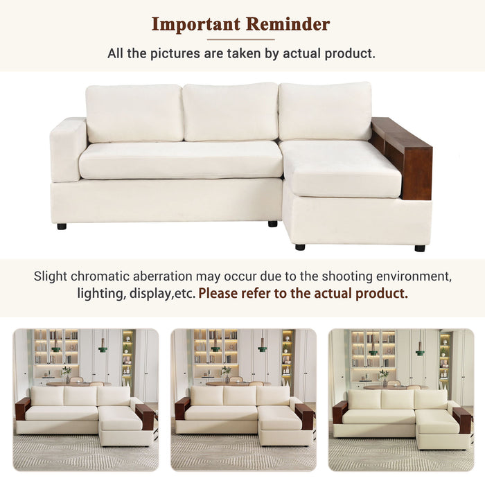 Sectional Sofa Upholstered Sofa Couch With Reversible Armrests For Living Room
