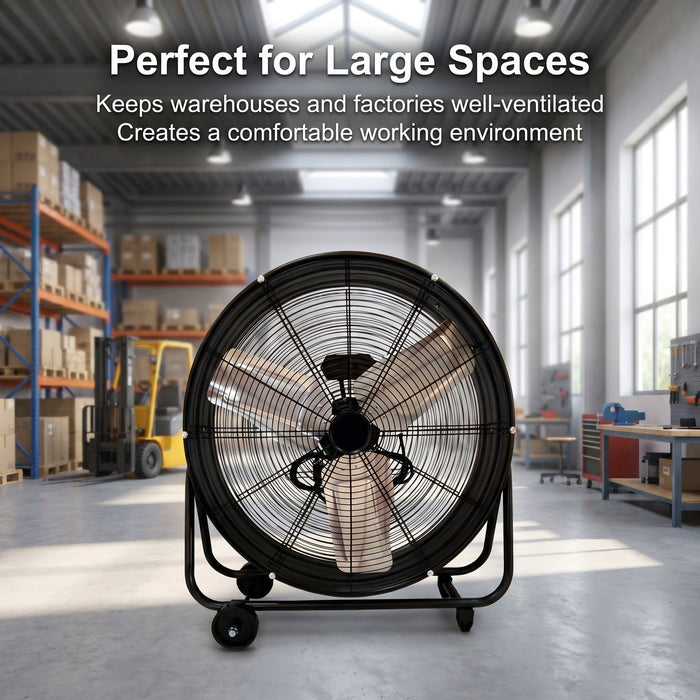 Drum Fan With Pure Copper Wiring Motor And Blades - Black
