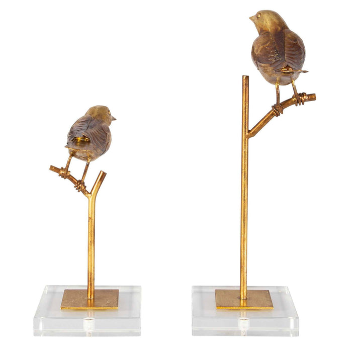 Passerines - Bird Sculptures (Set of 2) - Light Brown