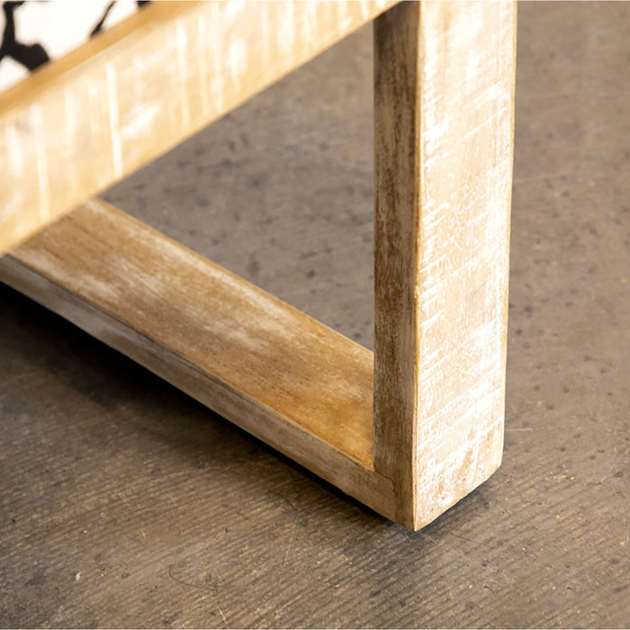 Sled - Leg Accent Bench With Abstract Upholstery - White