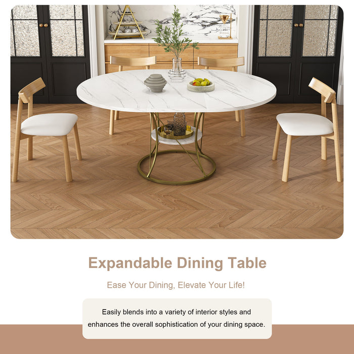 Round Extendable Dining Table Set With Chairs