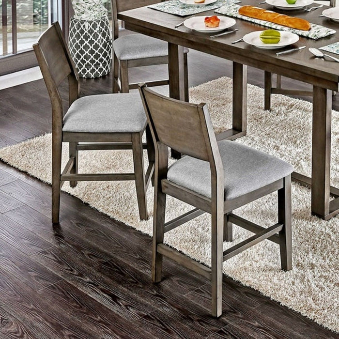 Padded Fabric Seat Panel Back Counter Height Dining Chairs (Set of 2) - Gray / Light Gray