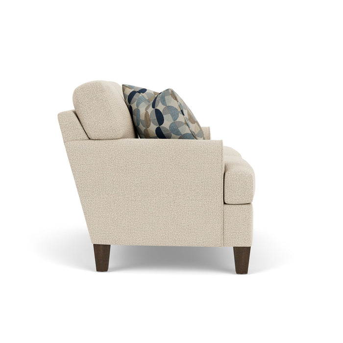 Moxy - Fabric Loveseat, T-Shaped Seat Cushion, Rounded Mailbox Arms