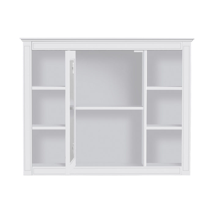 Wall Mounted Medicine Cabinet With Mirror, Storage Cabinet Featuring 6 Open Shelves And Adjustable Interior