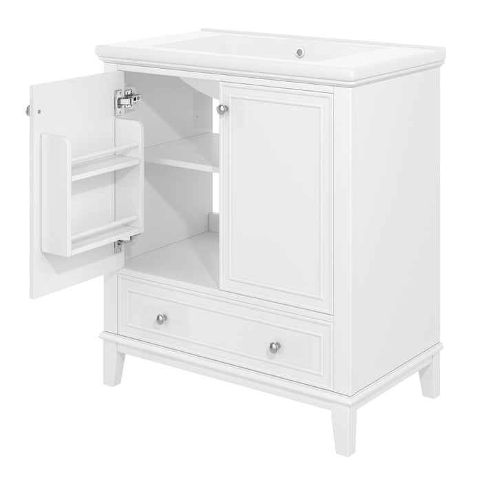 30" Bathroom Vanity With Sink Combo Undermount Sink, Cabinet With Doors And Drawer - White