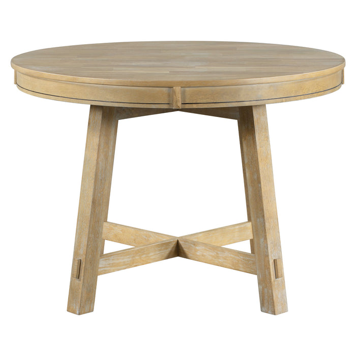 Gia - Round Extendable Dining Table With 16" Leaf Wood