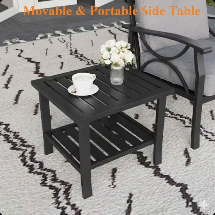 Patio Furniture Set, Coffee Table And Cushions For Backyard