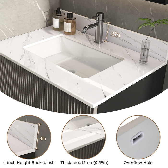 Bianco Carrara Venato Marble Vanity Top With Pre Drilled Faucet Hole And Undermount Sink