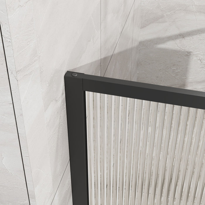 Shower Door With Center Mirror And Fluted Panels