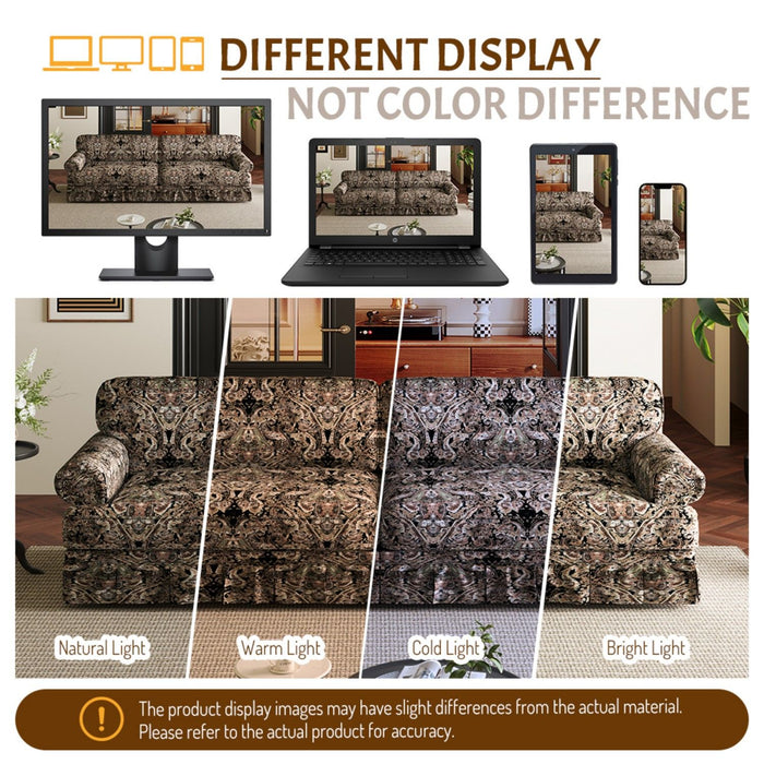 Luxuriously Comfortable Cloud Couch With Elegant Rolled Arms & Pleated Skirt Design