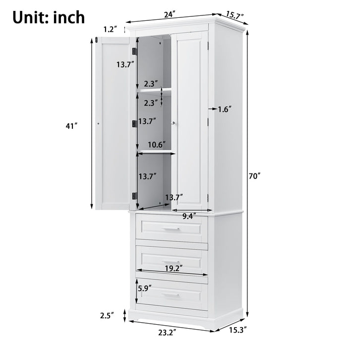 Tall Storage Cabinet With 3 Drawers For Bathroom