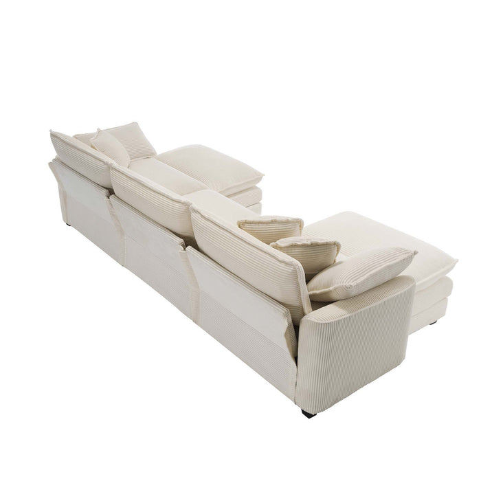 Modern Oversized Modular Cushion Sofa With Ottoman, Low Back, Deep Seating Sofa Set