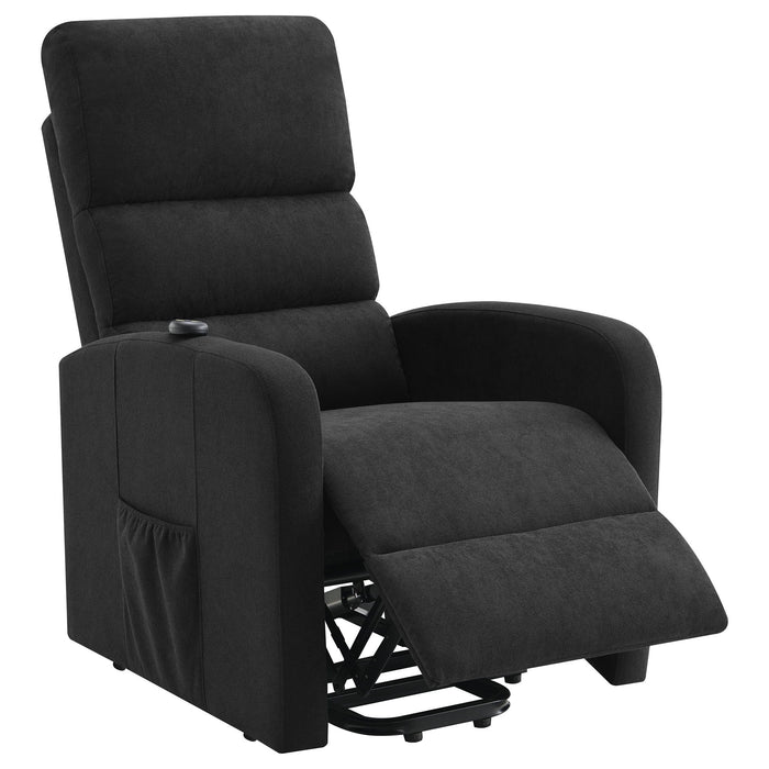 Royston - Upholstered Power Lift Recliner With Remote Comfort - Black