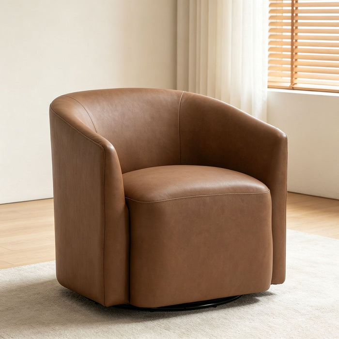 Swivel Barrel Accent Chair For Living Room - Antique Brown